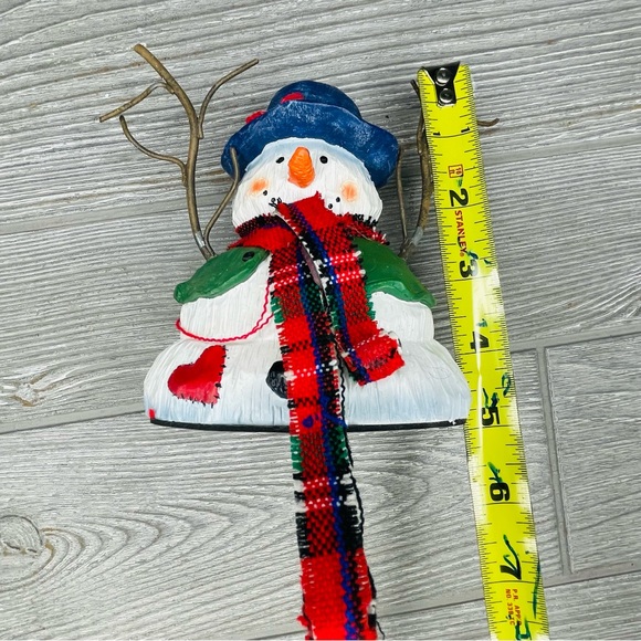 Two snowmen stocking holders fireplace shelf decor Christmas stocking hooks - Picture 6 of 7